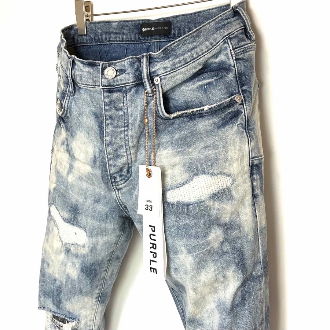 AMIRI - 新品 PURPLE BRAND P001 ブリーチ加工スキニーデニム 33の通販