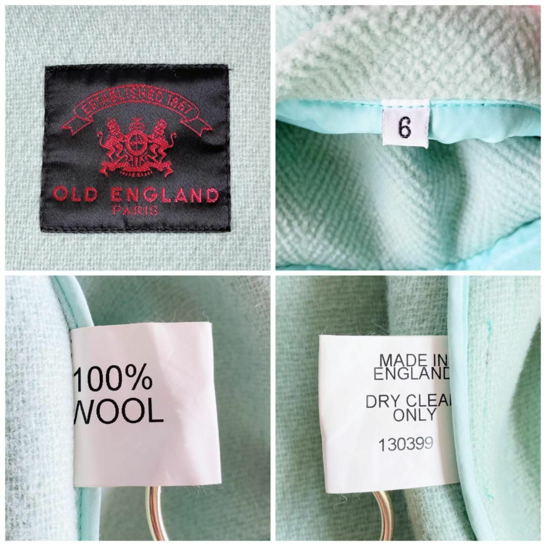 美品◆OLD ENGLAND◆ヘリンボーン柄ロングダッフルコート ブルーグリーン