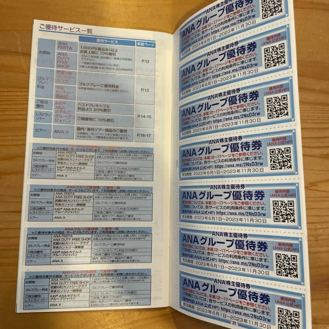 ANA全日空株主優待券6枚期限:.5.迄+グループ優待券1冊