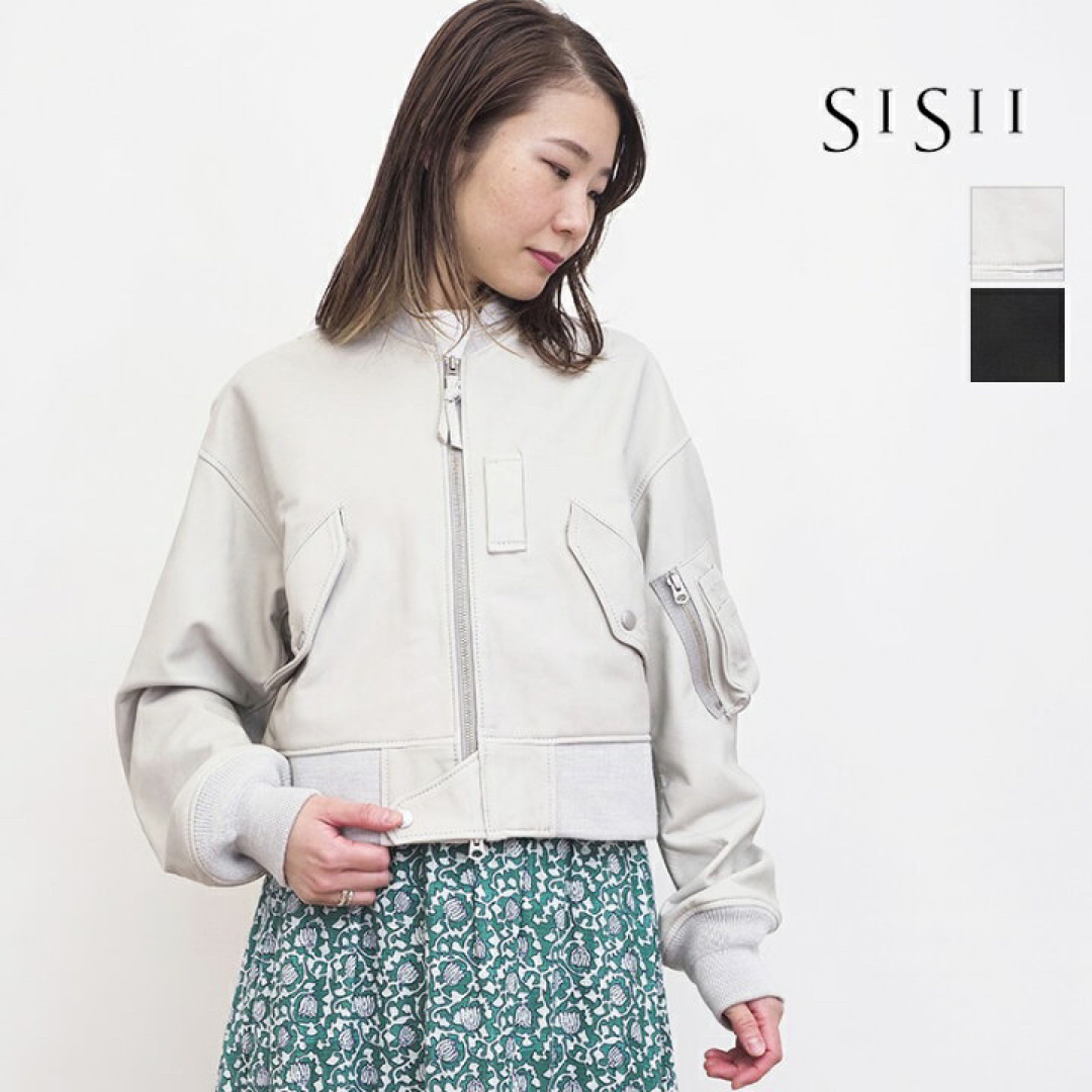 ★sisii シシ MA-1 レザージャケット ホワイト XXS★
