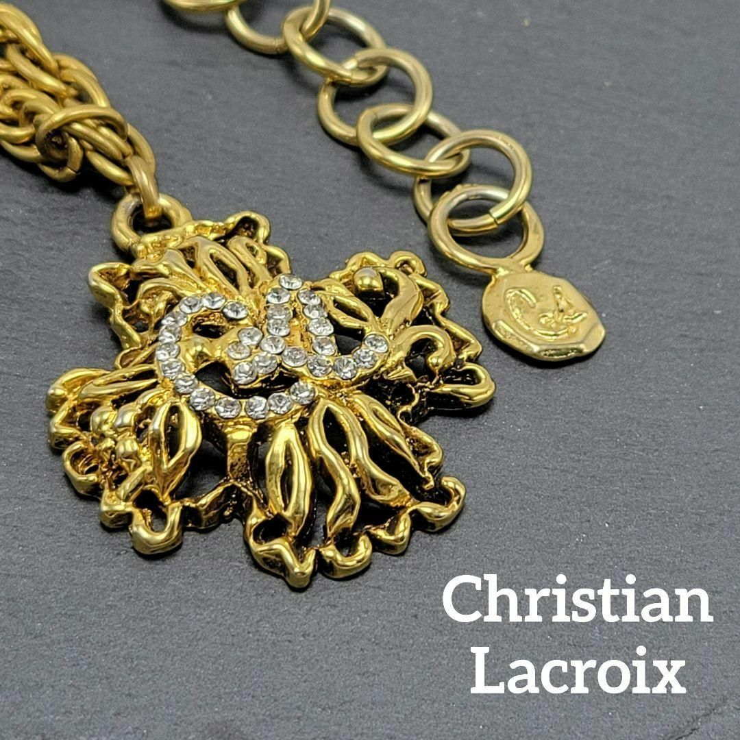 アクセサリー【希少】Christian Lacroix ヴィンテージネックレス ロゴ クロス