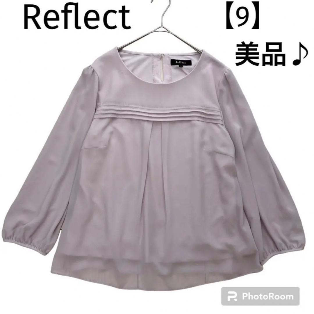 ReFLEcT(リフレクト)の美品♪Reflectリフレクト　ピンタックシフォンブラウス　七分袖　9号　ピンク レディースのトップス(シャツ/ブラウス(長袖/七分))の商品写真