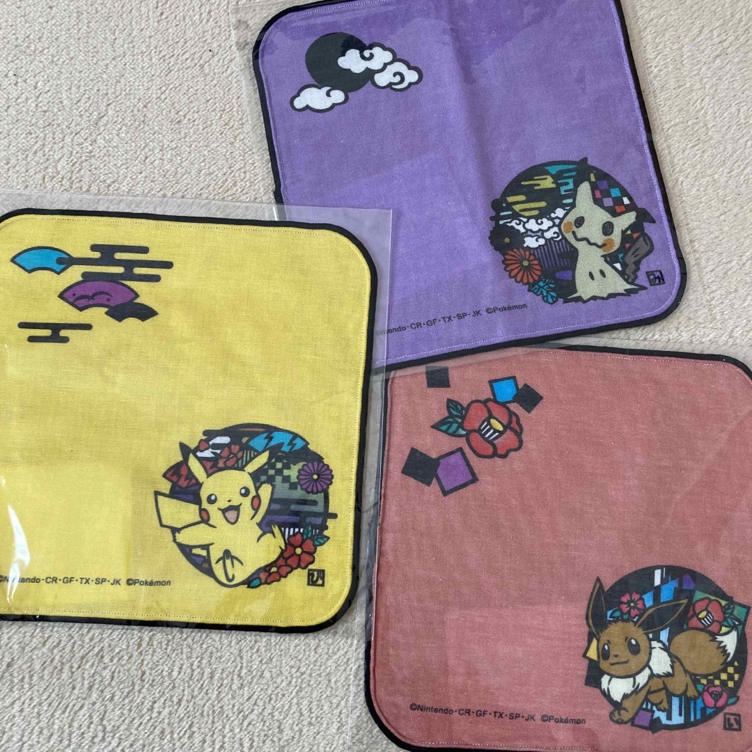 即日発送 ポケモン ガーゼミニタオル / ハンカチ 3枚セット