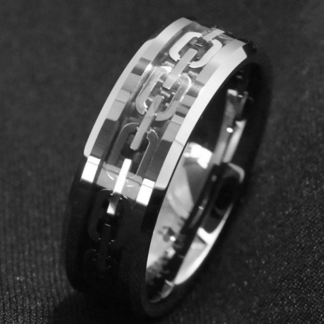 【SALE】リング メンズ アクセサリー ブラック シルバー 指輪 20号 メンズのアクセサリー(リング(指輪))の商品写真
