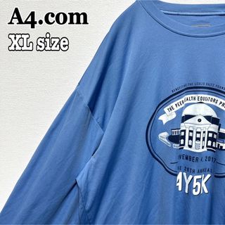 A4.com メキシコ製 スポーツ 長袖カットソー 両面プリント XL 海外古着(Tシャツ/カットソー(七分/長袖))