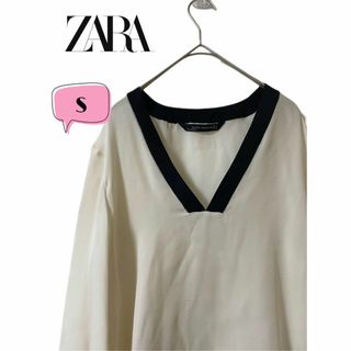 ZARA WOMAN Vネック ジョーゼット ブラウス