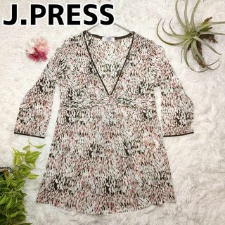 J.PRESS - ジェイプレス チュニック 花柄 ピンク JPRESS 花柄ブラウス 総柄 ミニ丈