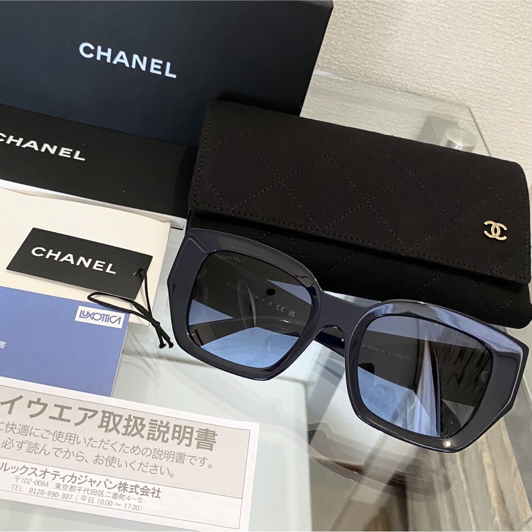 【未使用品】CHANEL スクエア シェイプ アイウェア ブルーレンズ