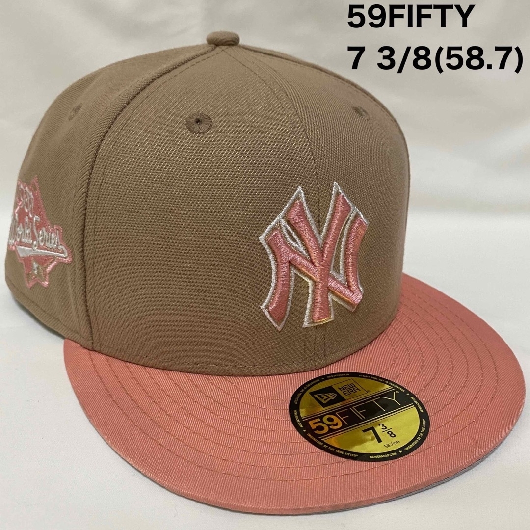 海外限定　NEWERA  ヤンキース  キャップ ベージュ　ピンク　7 3/8