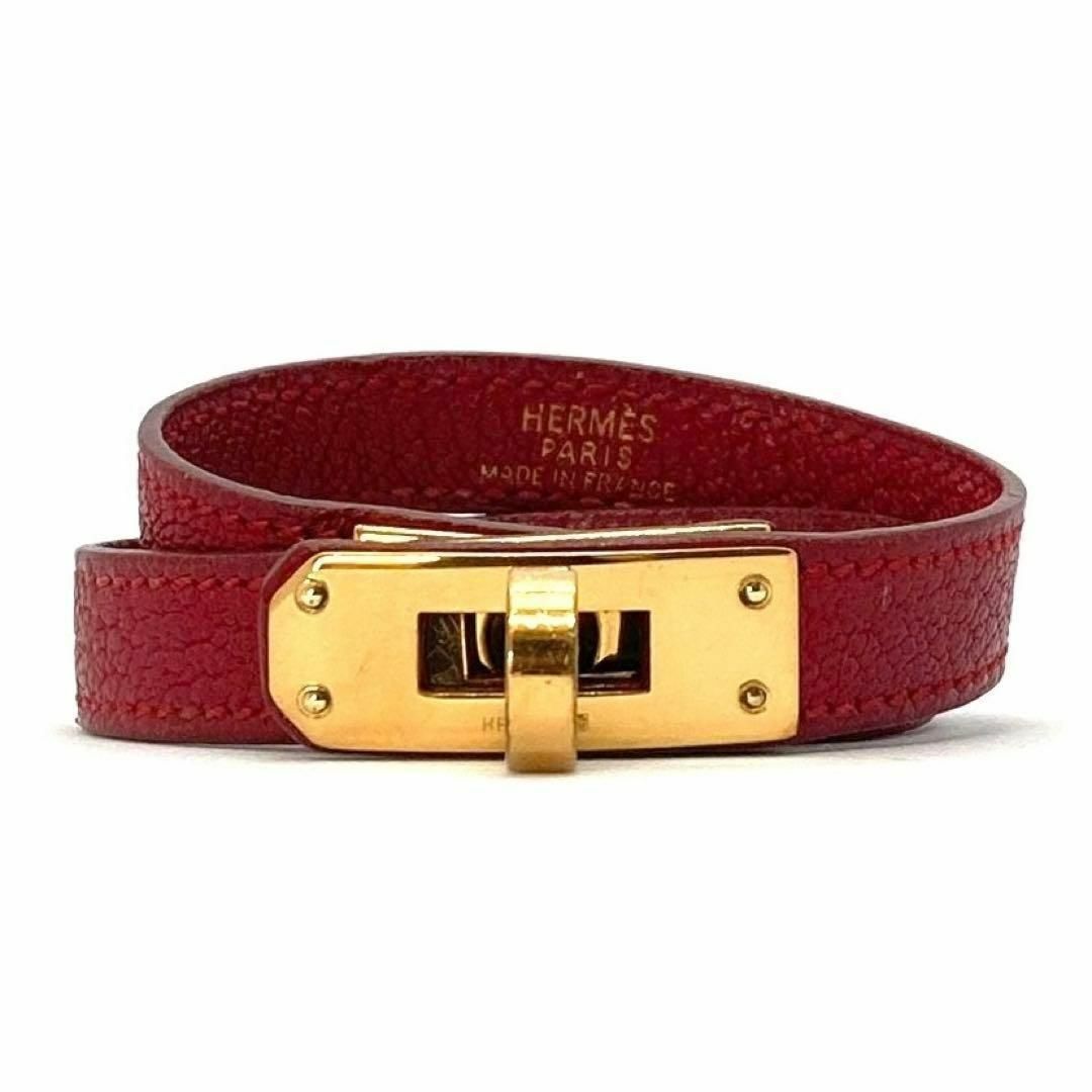 Hermes(エルメス)のエルメス ブレスレット ケリー ドゥブルトゥール レッド ゴールド金具 レザー レディースのアクセサリー(ブレスレット/バングル)の商品写真