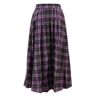 PUNYUS チェック柄プリーツスカート 紫 パープル 大きいサイズ サイズ4