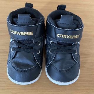 コンバース(CONVERSE)の【美品】コンバース ミニインチスター 14.5cm ブラック ゴールド(スニーカー)