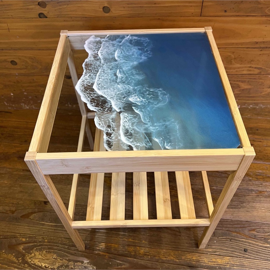 レジンアート 海アート ミニテーブル 小物置き レジンテーブル - 家具