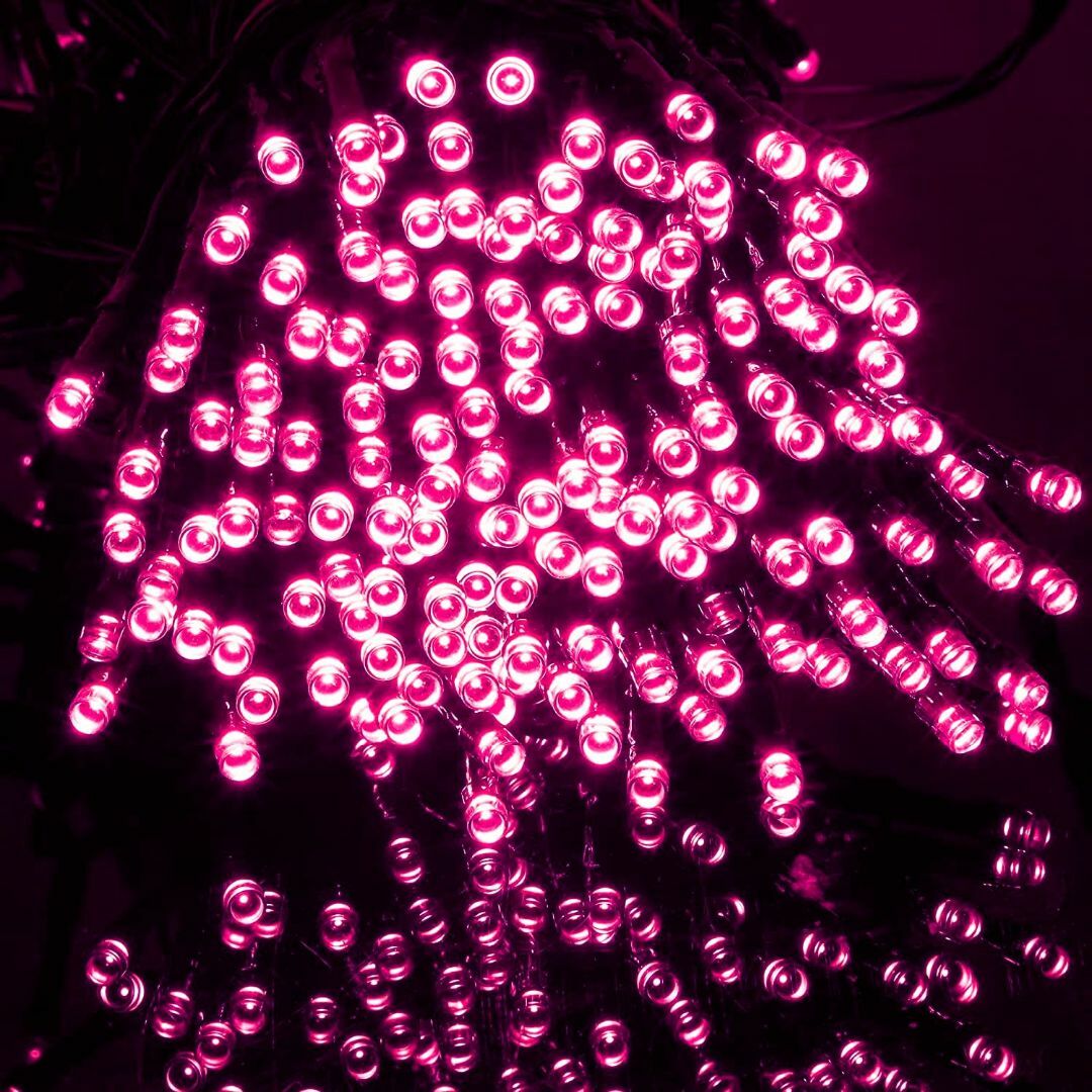 大人気　ソーラー　イルミネーションライト LED 屋外電飾 20ｍ ピンク インテリア/住まい/日用品のライト/照明/LED(蛍光灯/電球)の商品写真