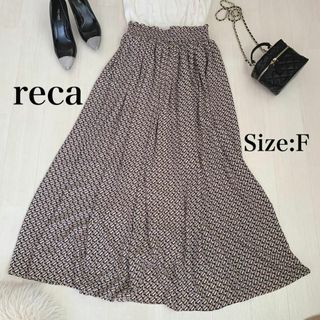 レカ(reca)の【reca】総柄ロングスカート　Fサイズ　モザイク柄　フレアスカート(ロングスカート)