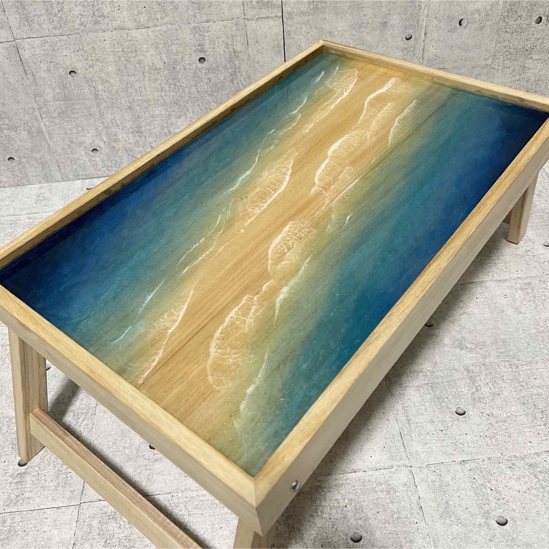 レジンテーブル　折り畳みテーブル　レジンアート　海アート　テーブル　壁掛け