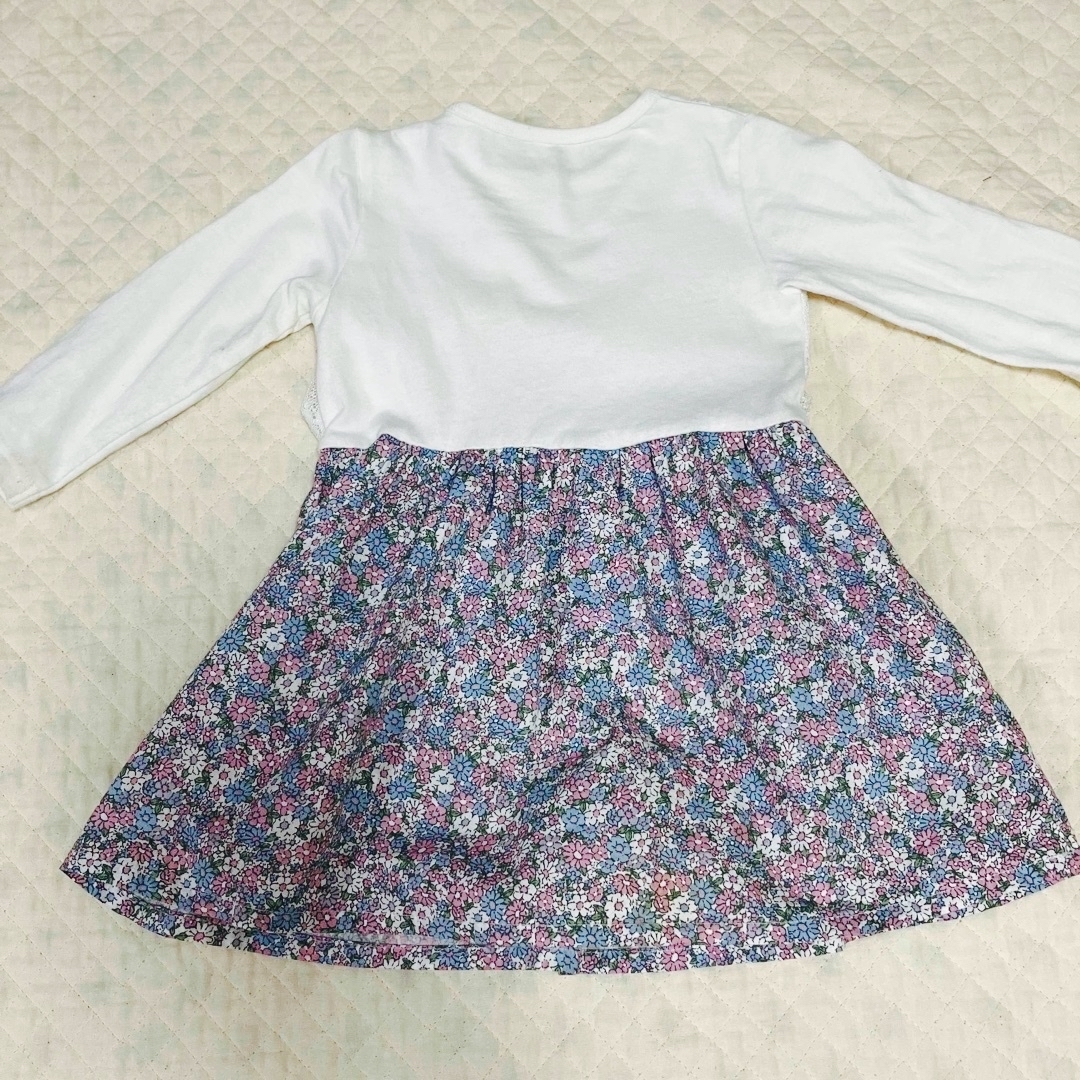 90cm 子供服　ベビー服　切り替え　ワンピース　花柄ワンピース　お出かけコーデ キッズ/ベビー/マタニティのキッズ服女の子用(90cm~)(ワンピース)の商品写真