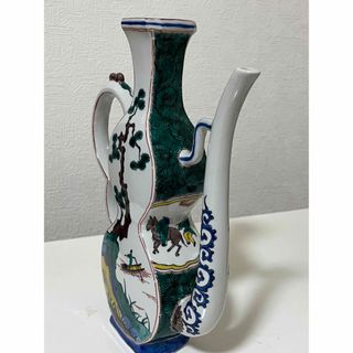 中国美術 唐人 山水 九谷焼 九谷風赤絵飾り水差/1個