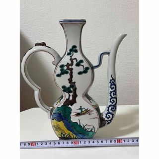 中国美術 唐人 山水 九谷焼 九谷風赤絵飾り水差/1個