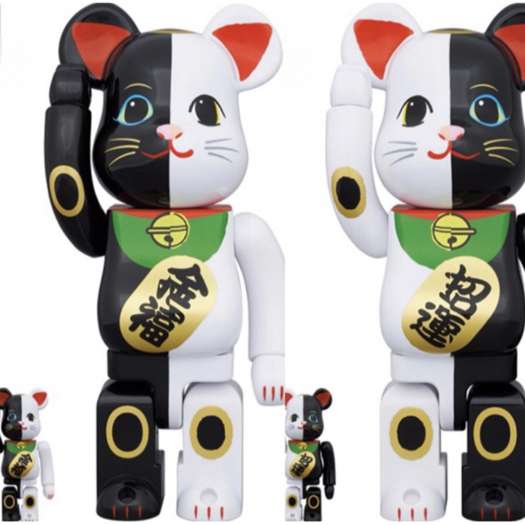 BE@RBRICK 招き猫 金運 白 × 招福 黒 招福 黒 × 金運 白