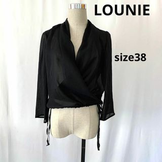 ルーニィ(LOUNIE)の【美品】LOUNIE ルーニィ　シアーカーディガン　シャーリングブラウス　リボン(シャツ/ブラウス(長袖/七分))