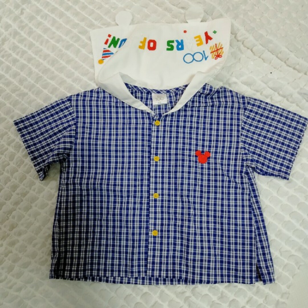 Disney(ディズニー)の新品★ミッキーチェックシャツ キッズ/ベビー/マタニティのキッズ服男の子用(90cm~)(Tシャツ/カットソー)の商品写真