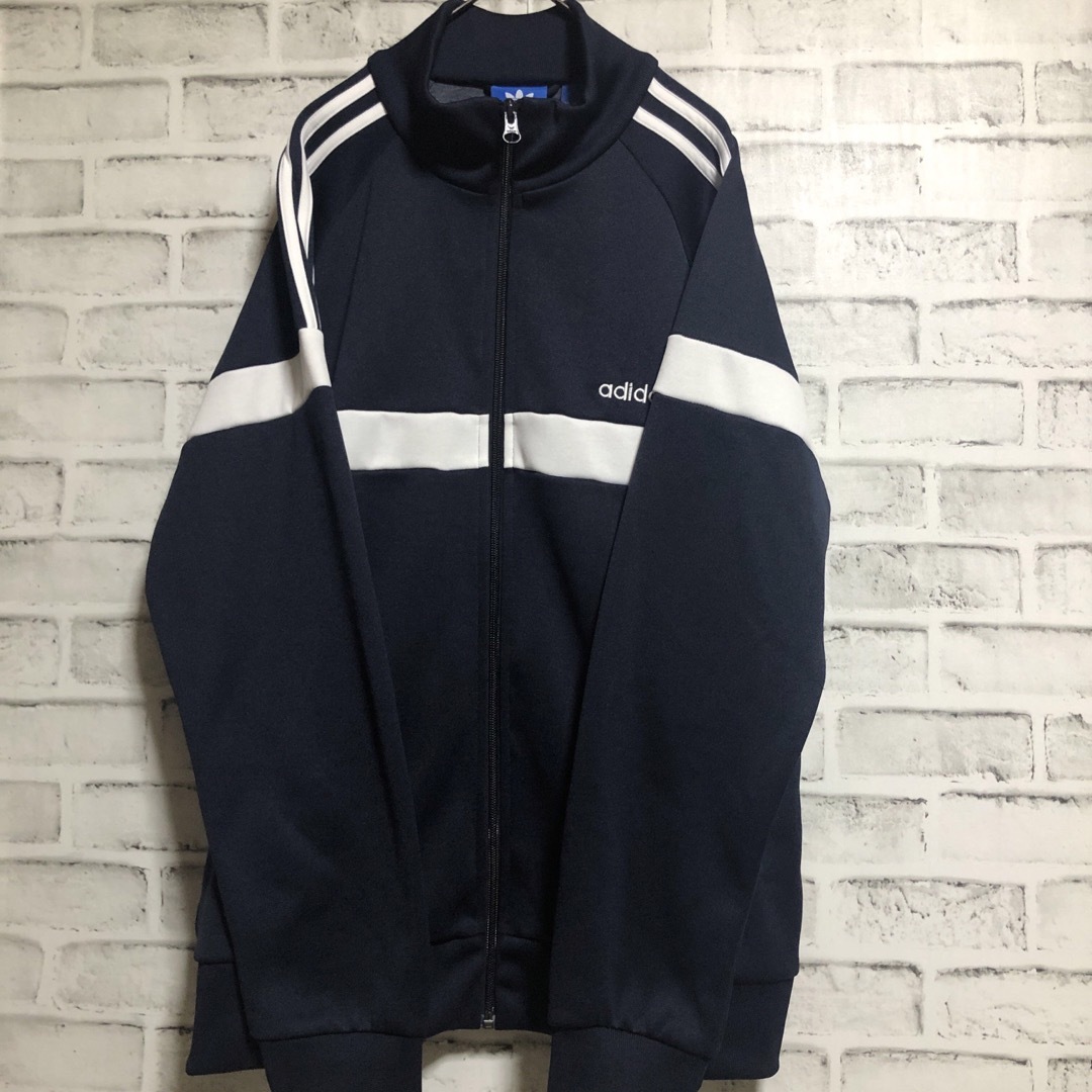 80s⭐️adidas TECHNO トラックジャケット L 刺繍トレファイル 黒-