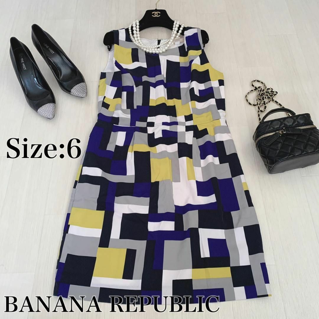 Banana Republic(バナナリパブリック)の【BANANA REPUBLIC】総柄ノースリーブワンピース　6サイズ　5色 レディースのワンピース(ひざ丈ワンピース)の商品写真