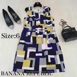 バナナリパブリック(Banana Republic)の【BANANA REPUBLIC】総柄ノースリーブワンピース　6サイズ　5色(ひざ丈ワンピース)