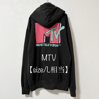 MTV - MTV★スウェット★パーカー★ブラック/黒×ピンク×ライトグリーン/黄緑★L相当