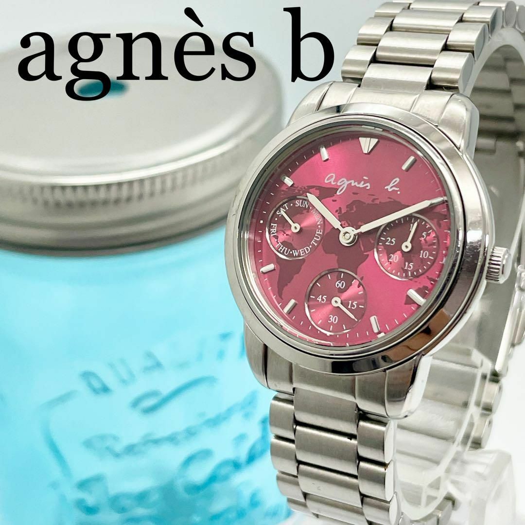 36 agns b アニエスベー時計　赤　レディース腕時計　世界地図　人気 | フリマアプリ ラクマ