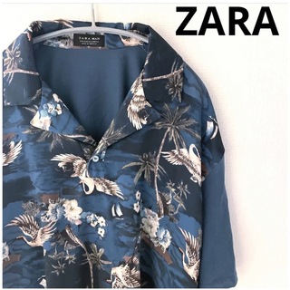 ザラ(ZARA)のZARA 総柄半袖シャツ　ポロシャツ　開襟　XLサイズ　ザラ(ポロシャツ)