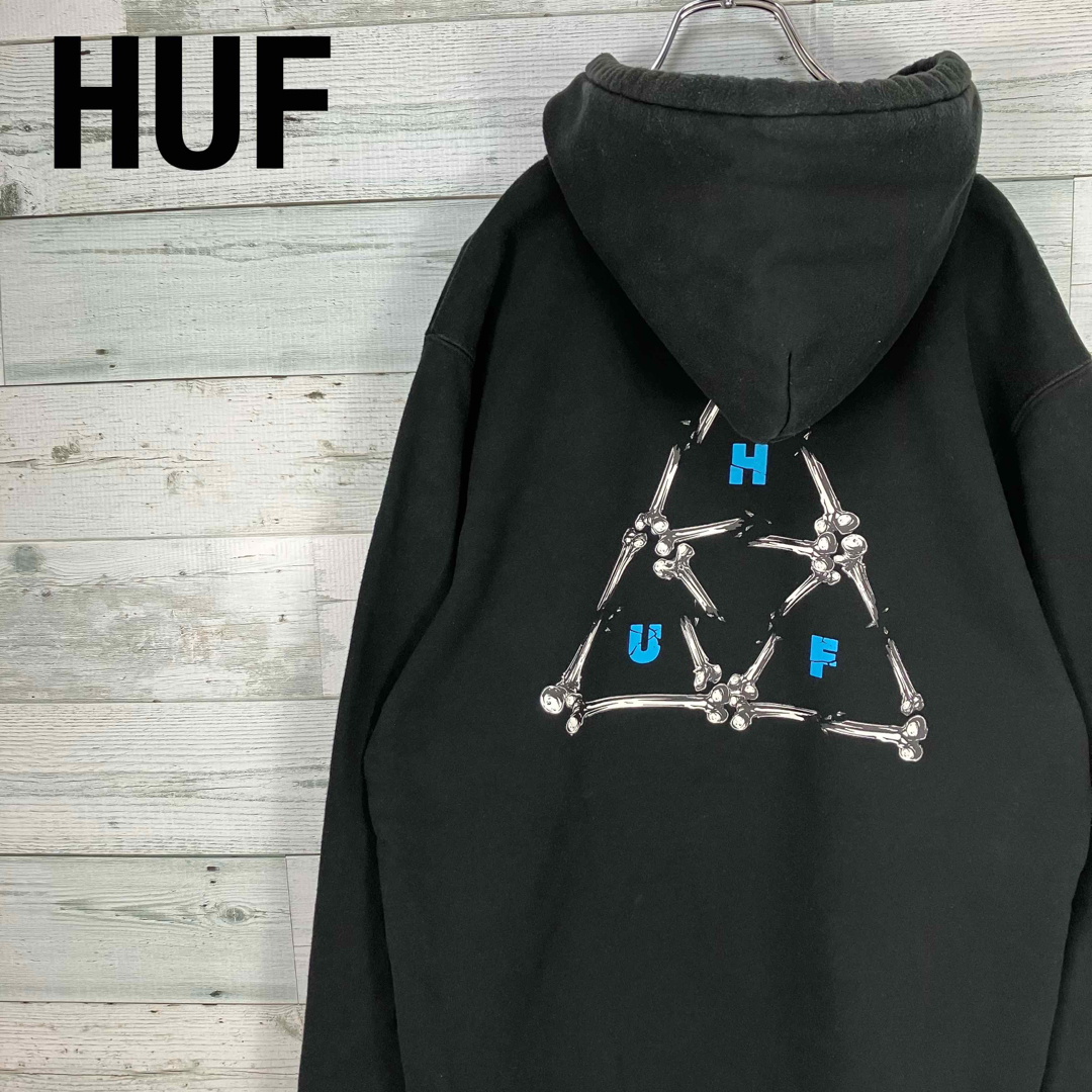 HUFハフ ボーントライアングル 両面プリント プルオーバー スウェット