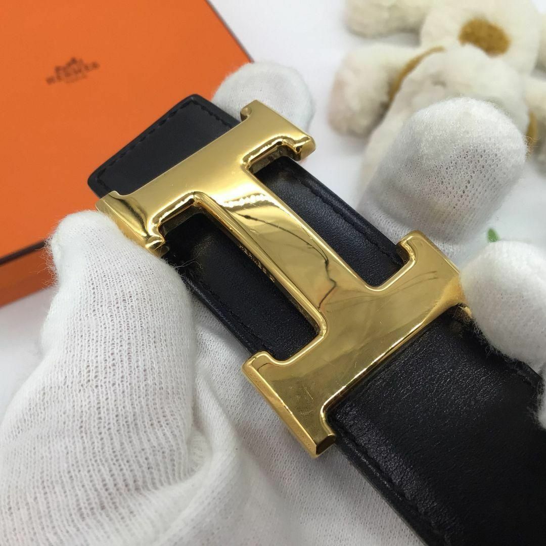 HERMES エルメス コンスタンス　Hロゴ ベルト ブラック レザー 1