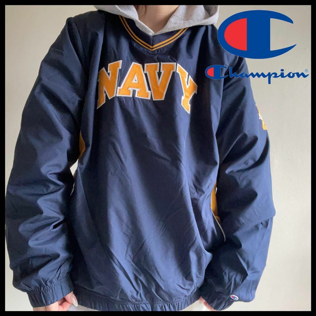 激レア チャンピオン ナイロンジャケット プルオーバー NAVY USA ...