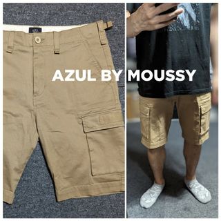 アズールバイマウジー(AZUL by moussy)のAZUL BY MOUSSYハーフパンツカーゴパンツベージュパンツメンズMサイズ(ショートパンツ)