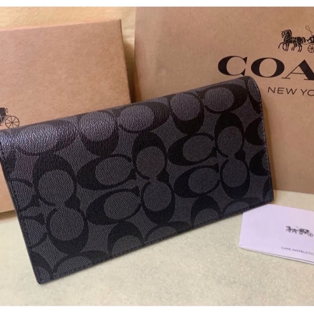 COACH - 新品未使用COACH コーチ 二つ折り長財布 ブラック