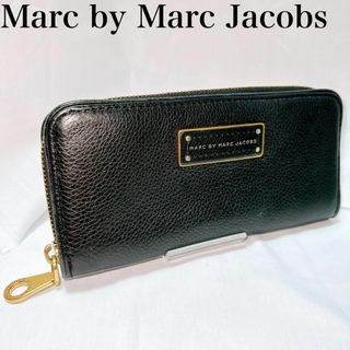 マークバイマークジェイコブス(MARC BY MARC JACOBS)のマークバイマークジェイコブス 長財布 ブラック ゴールド ラウンド レザー(財布)