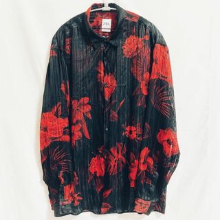 ザラ(ZARA)のZARA シアー ブラウス 花柄 ストライプ 大きいサイズ 4L ゆったり(シャツ/ブラウス(長袖/七分))