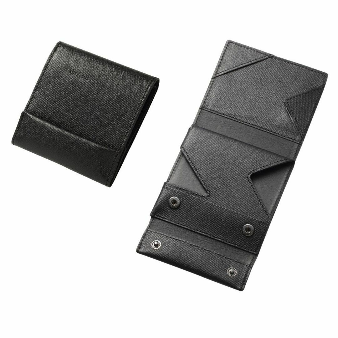 色: ブラックアブラサス 薄い財布 レザー 薄型 日本製 ブラック