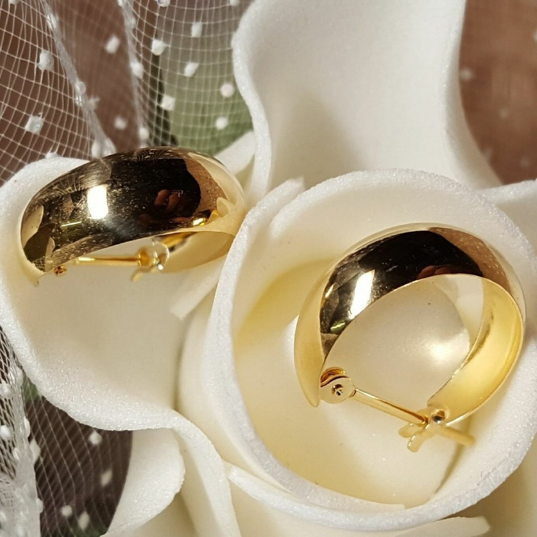 【新品】18金/k18/月甲2022/イエローゴールド/フープピアス