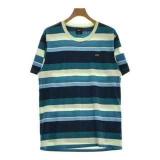 ハフ(HUF)のHUF ハフ Tシャツ・カットソー L 青系x紺x白(ボーダー) 【古着】【中古】(Tシャツ/カットソー(半袖/袖なし))