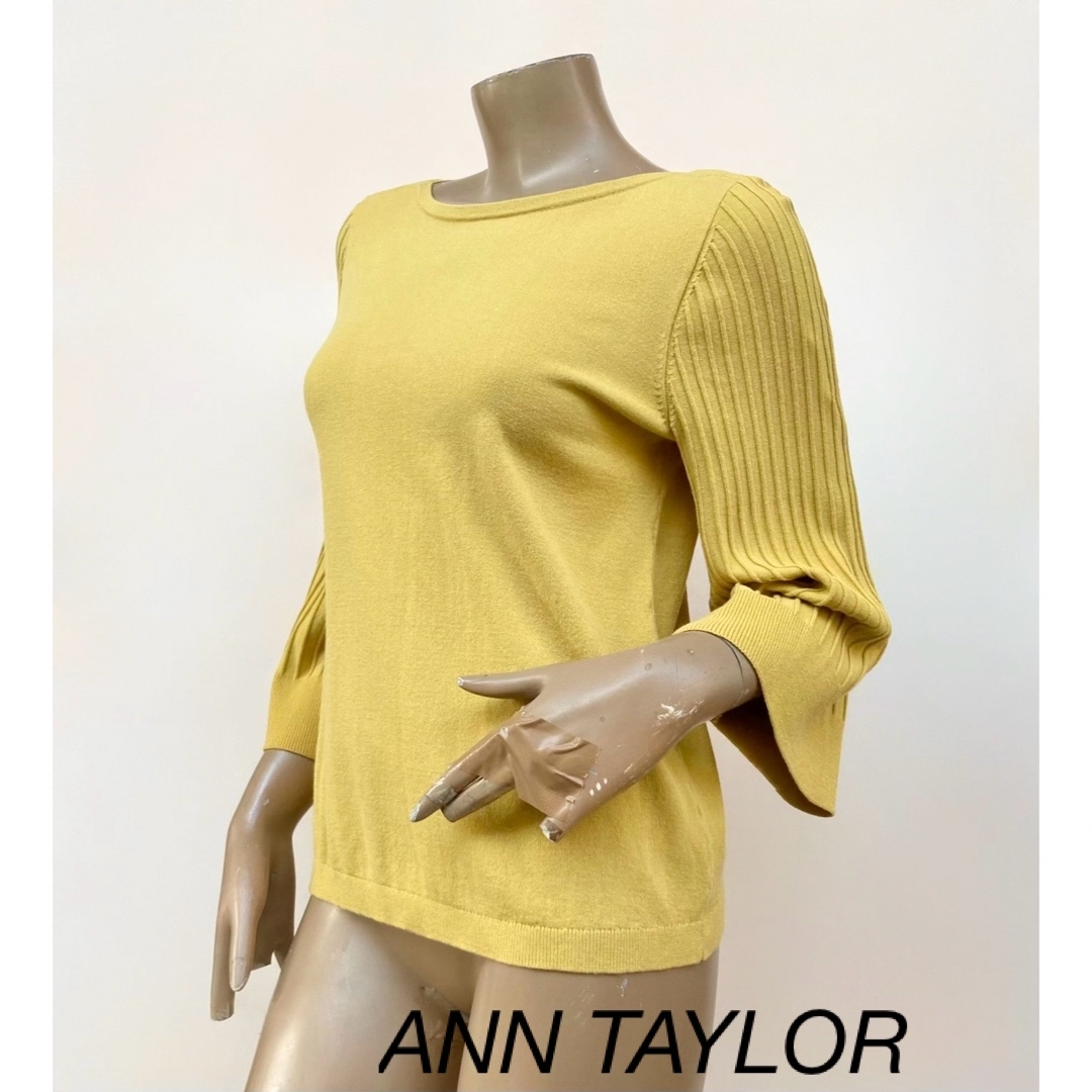 二回使用 import LA直輸入 ANN TAYLORの袖プリーツニット M レディースのトップス(ニット/セーター)の商品写真