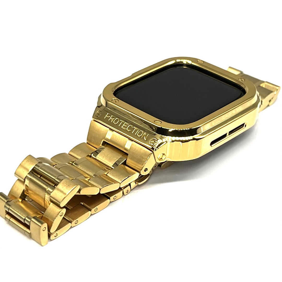 メンズApple Watch ゴールド　メタルバンド　カバー　アップルウォッチ　ケース