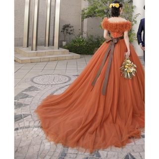 テラコッタ　カラードレス ウェディングドレス(ウェディングドレス)