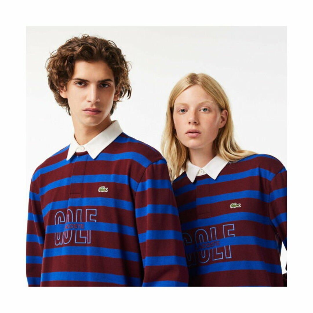 LACOSTE(ラコステ)の【ブルー】ヘビーウェイトボーダーラガーシャツ レディースのトップス(ポロシャツ)の商品写真