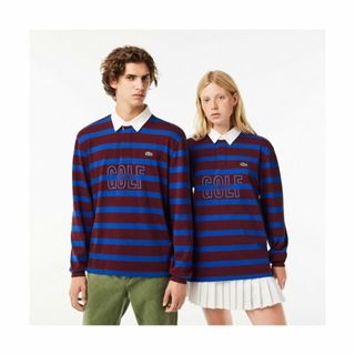 ラコステ(LACOSTE)の【ブルー】ヘビーウェイトボーダーラガーシャツ(ポロシャツ)