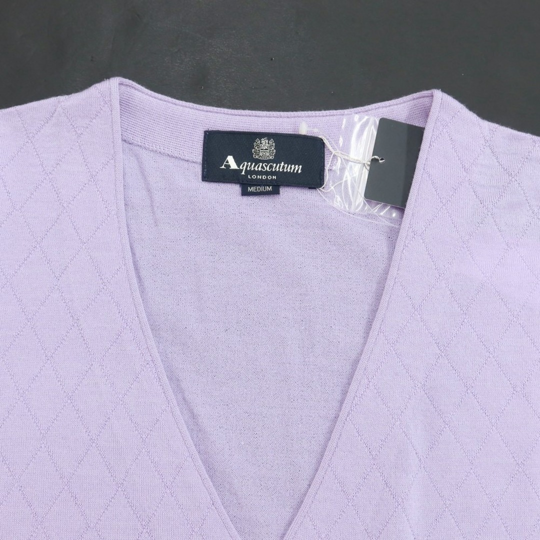 【中古】アクアスキュータム Aquascutum ウールシルク ニットベスト ラベンダー【サイズM】【メンズ】