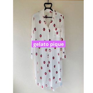 ジェラートピケ(gelato pique)の【未使用】ジェラートピケ　いちご柄ドレス　オフホワイト(ルームウェア)