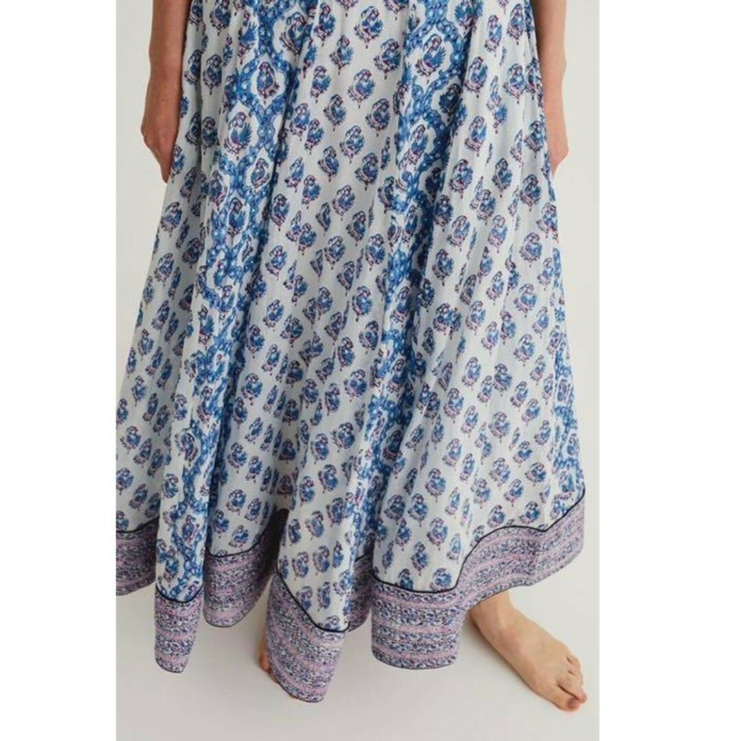 新品　pheeta mabel ブロックプリントスカート定価￥40700　ブルー